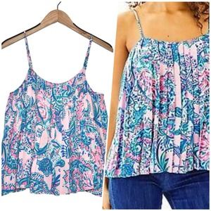 Lilly Pulitzer | Women | Paisley Pink Tropics Pleated Rein Tank Top | Small